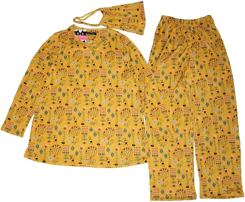 マタノアツコ シルクニットパジャマ M メロディダンス柄 絹 イエロー系